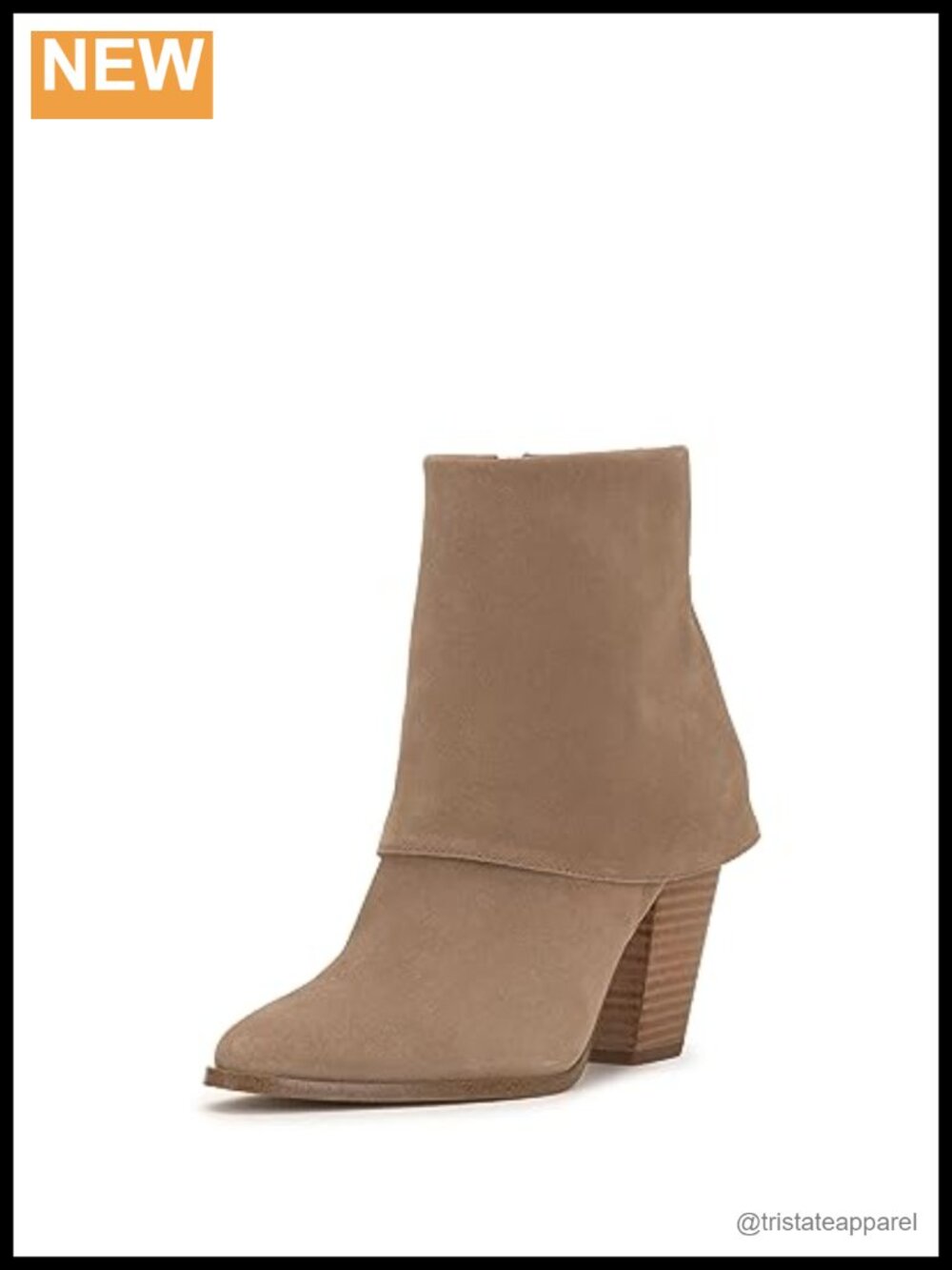 Jessica Simpson Coulton Leather Pull On Ankle Bootie Almond Toe Stacked Heel